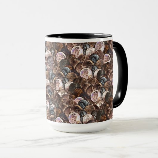 Eén cent Penny Spread Background Mok (Voorkant rechts)