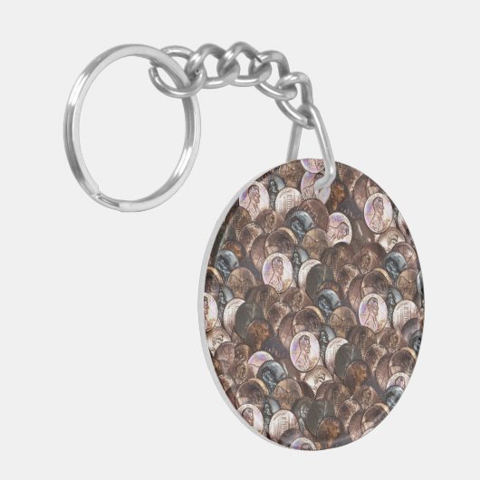 Eén cent Penny Spread Background Sleutelhanger (Voorkant Links)