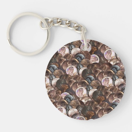 Eén cent Penny Spread Background Sleutelhanger (Voorkant)