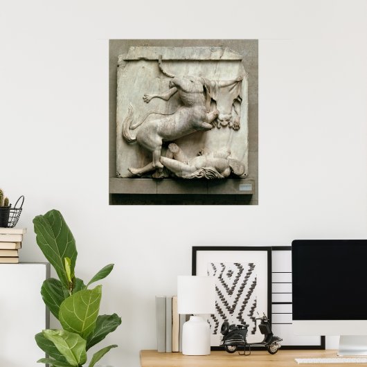 Een centrale triomfering over een laptop poster (Thuiskantoor)