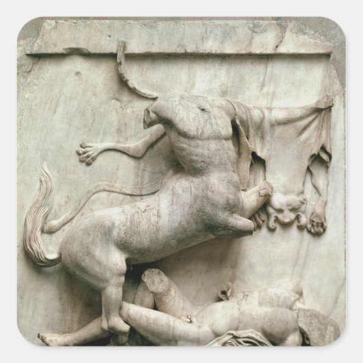 Een centrale triomfering over een laptop vierkante sticker (Voorkant)