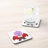 Een Ceratops dinosaurus verkleed als graaf Dracula Bier Onderzetter (Rechterzijde)