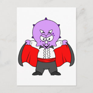 Een Ceratops dinosaurus verkleed als graaf Dracula Briefkaart