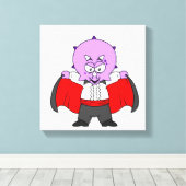Een Ceratops dinosaurus verkleed als graaf Dracula Canvas Afdruk (Insitu (Houten vloer))