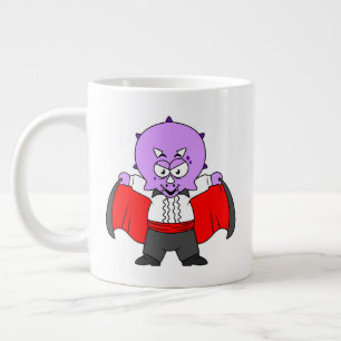 Een Ceratops dinosaurus verkleed als graaf Dracula Grote Koffiekop