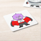 Een Ceratops dinosaurus verkleed als graaf Dracula Kartonnen Onderzetters (Schuin)