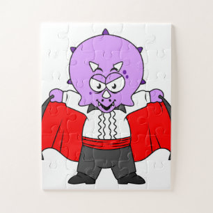 Een Ceratops dinosaurus verkleed als graaf Dracula Legpuzzel