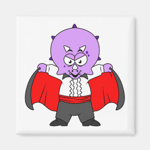 Een Ceratops dinosaurus verkleed als graaf Dracula Magneet