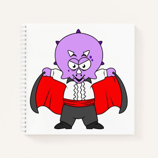 Een Ceratops dinosaurus verkleed als graaf Dracula Notitieboek (Voorkant)