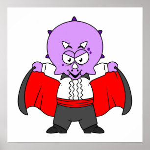 Een Ceratops dinosaurus verkleed als graaf Dracula Poster
