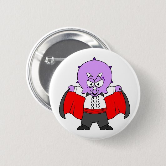 Een Ceratops dinosaurus verkleed als graaf Dracula Ronde Button 5,7 Cm (Voorkant /achterkant)