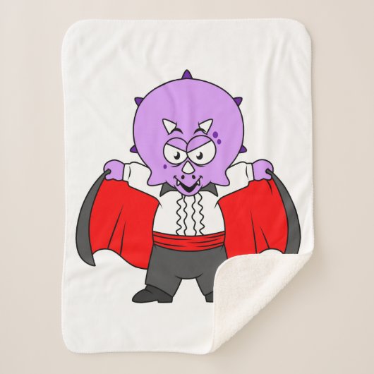 Een Ceratops dinosaurus verkleed als graaf Dracula Sherpa Deken (Voorkant)