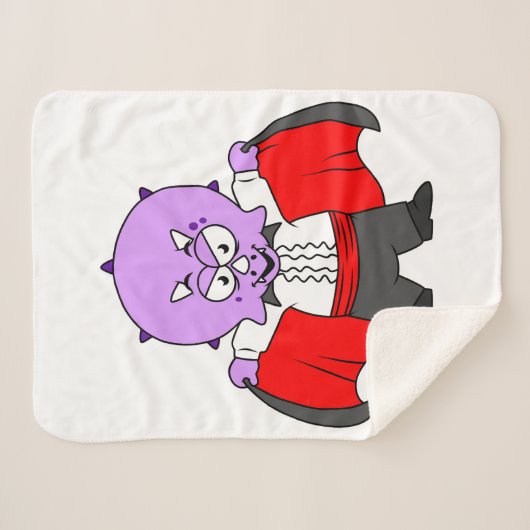 Een Ceratops dinosaurus verkleed als graaf Dracula Sherpa Deken (Voorkant (horizontaal))