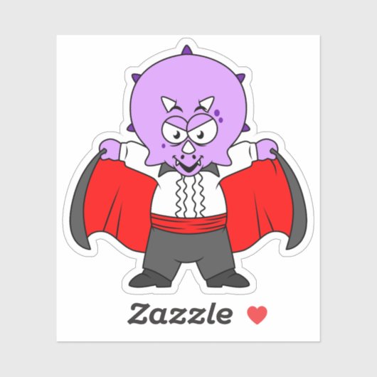Een Ceratops dinosaurus verkleed als graaf Dracula Sticker (Vel)