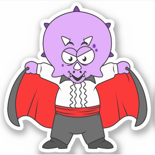 Een Ceratops dinosaurus verkleed als graaf Dracula Sticker (Voorkant)