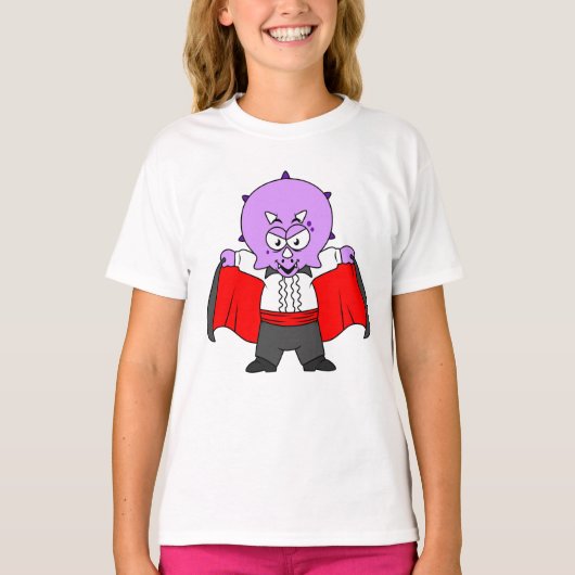 Een Ceratops dinosaurus verkleed als graaf Dracula T-shirt (Voorkant)