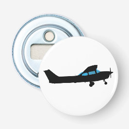 Een Cessna in silhouet Button Flesopener