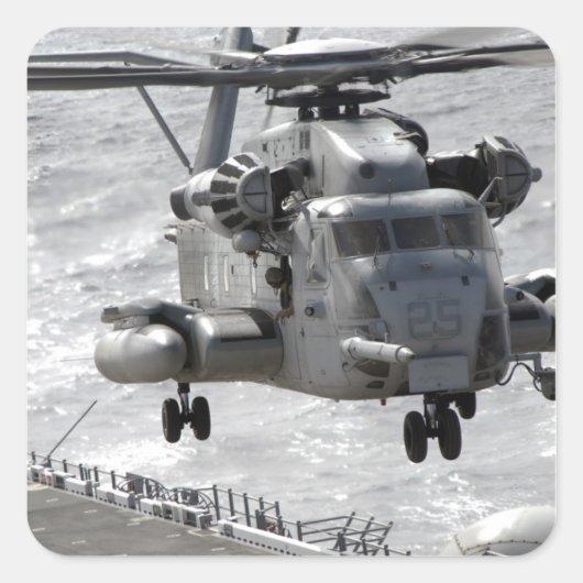 Een CH-53E Super Stallion-helikopter Vierkante Sticker (Voorkant)