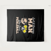 Een chagrijnig Man die houdt van pickleball grappi Wandkleed (Voorkant (horizontaal))