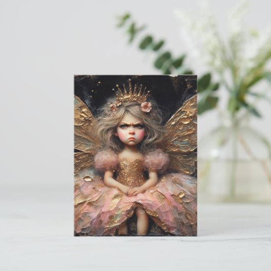 Een chagrijnige fee briefkaart (Staand voorkant)