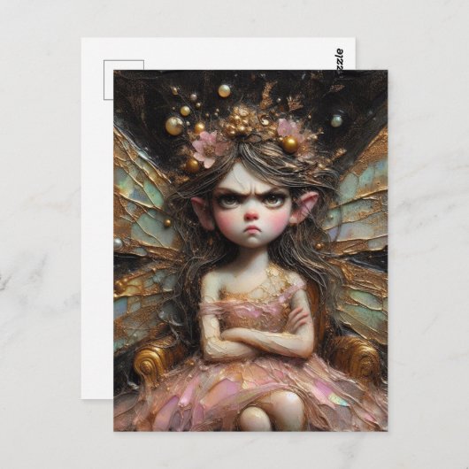 Een chagrijnige fee in het roze briefkaart (Voorkant / Achterkant)
