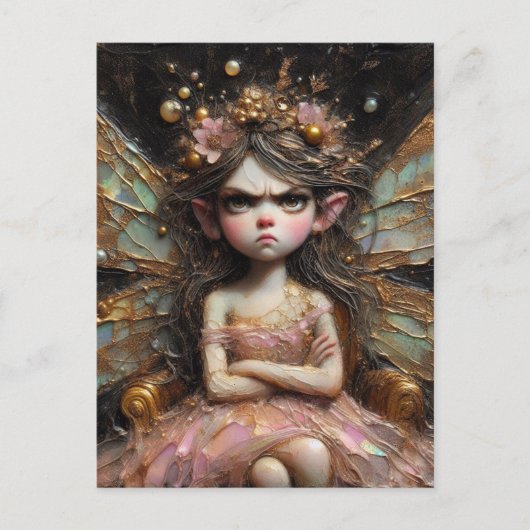 Een chagrijnige fee in het roze briefkaart (Voorkant)