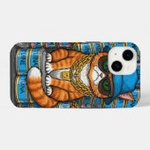 Een chagrijnige kat met gouden kettingen iPhone hoesje (Achterkant horizontaal)