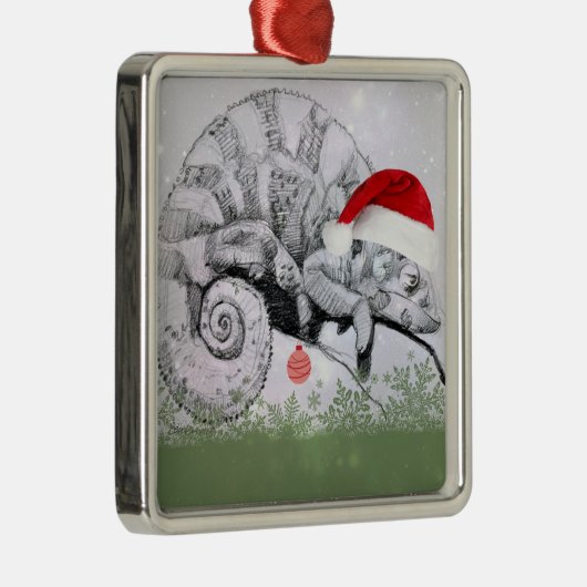 Een Chameleon Kerstmis Metalen Ornament (Rechts)
