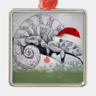 Een Chameleon Kerstmis Metalen Ornament