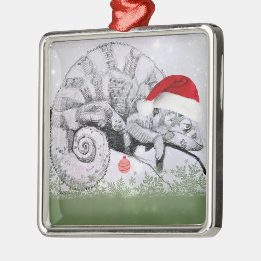 Een Chameleon Kerstmis Metalen Ornament (Links)