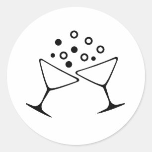 Een champagne-toost ronde sticker