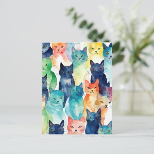 Een chaos van katten briefkaart (Staand voorkant)