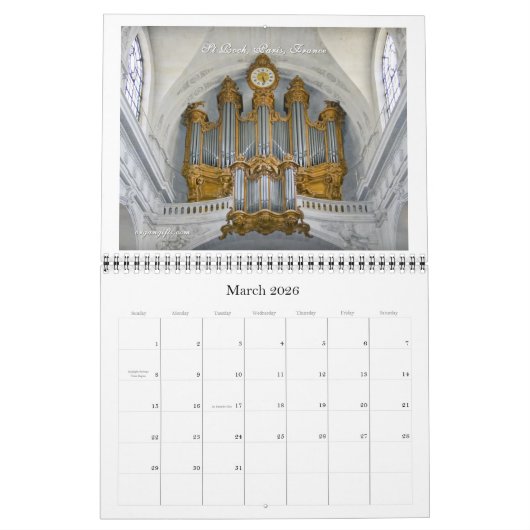 Een Charm of Pipes organ kalender (Mar 2026)