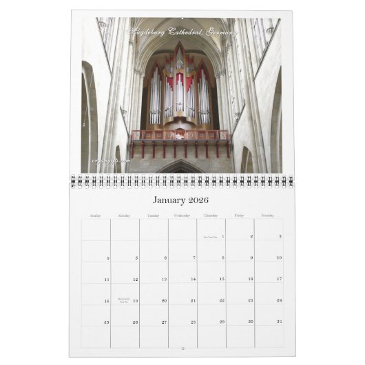 Een Charm of Pipes organ kalender (Jan 2026)