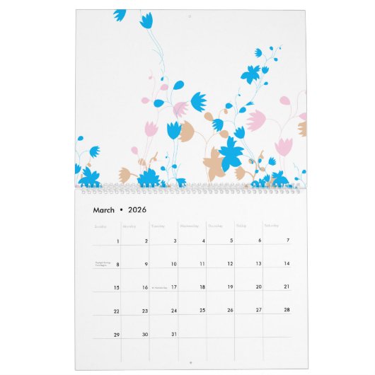 Een charmant arrangement van blauwe en roze bloeme kalender (Mar 2026)