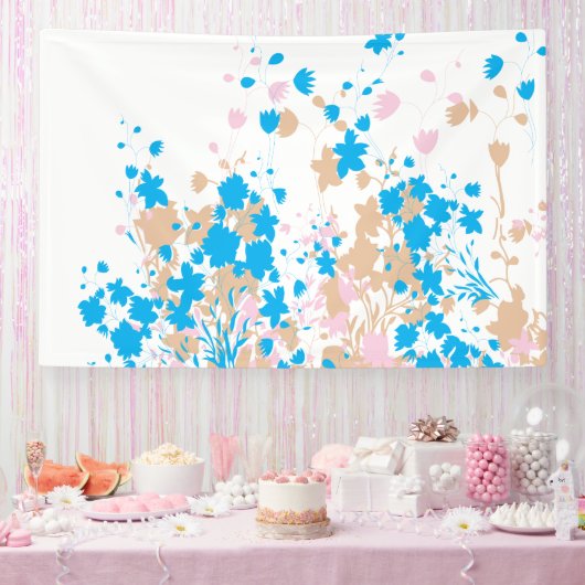 Een charmant arrangement van blauwe en roze bloeme spandoek (Feest)