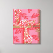 Een charmant bloemmotief in roze tinten en go canvas afdruk (Voorkant)