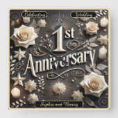 Een charmant eerste Jubileum moment Vierkante Klok (Voorkant)