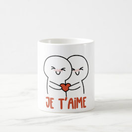 Een charmante serie romantische illustraties met koffiemok
