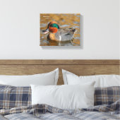 Een Chatty Green-Winged Blauwgroen Duck bij de Pon Canvas Afdruk (Insitu (Slaapkamer))