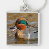 Een Chatty Green-Winged Blauwgroen Duck bij de Pon Sleutelhanger (Voorkant)