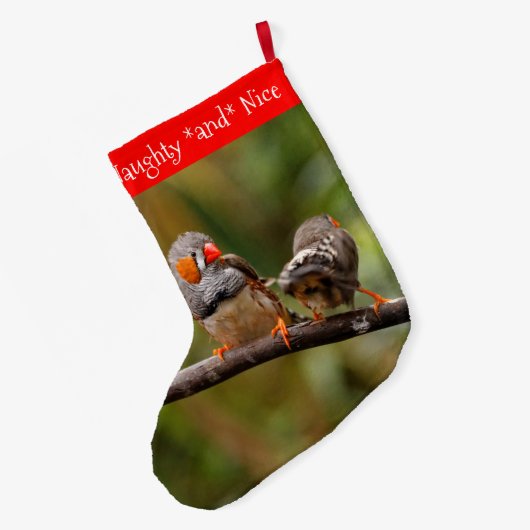 Een Cheeky Paar van Zebra Zongvogels Grote Kerstsok (Achterkant (Hangend))