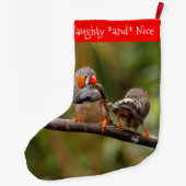 Een Cheeky Paar van Zebra Zongvogels Grote Kerstsok (Achterkant)