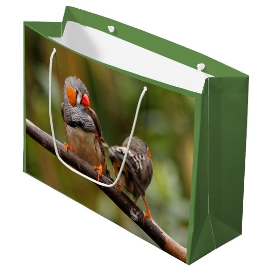 Een Cheeky Pair van Zebra Finches Large Cadeautasje (Voorkant Gekanteld)