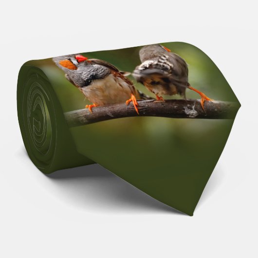 Een Cheeky Pair van Zebra Finches Stropdas (Opgerold)