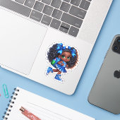 Een cheer teamlid - Blauw Sticker (Laptop met iPhone)