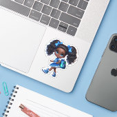 Een cheer teamlid - Blauw Sticker (Laptop met iPhone)