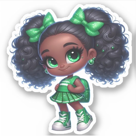 Een cheer teamlid - Groen Sticker (Voorkant)