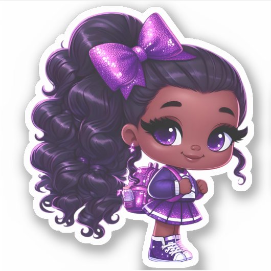 Een cheer teamlid - Paarse Sticker (Voorkant)