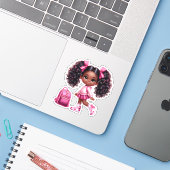 Een cheer teamlid - roze sticker (Laptop met iPhone)